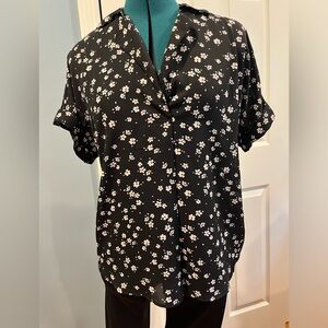 Black with white floral All in Favor blouse